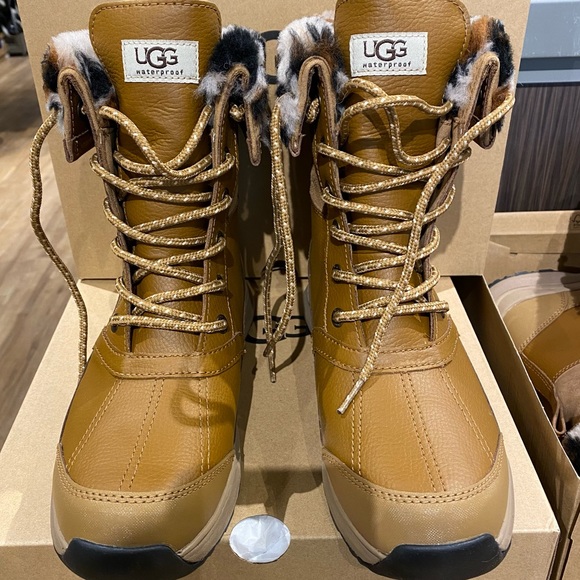 UGG | Zaylee Leopard Snow Boots Chestnut Brown NEW - Picture 4 of 11